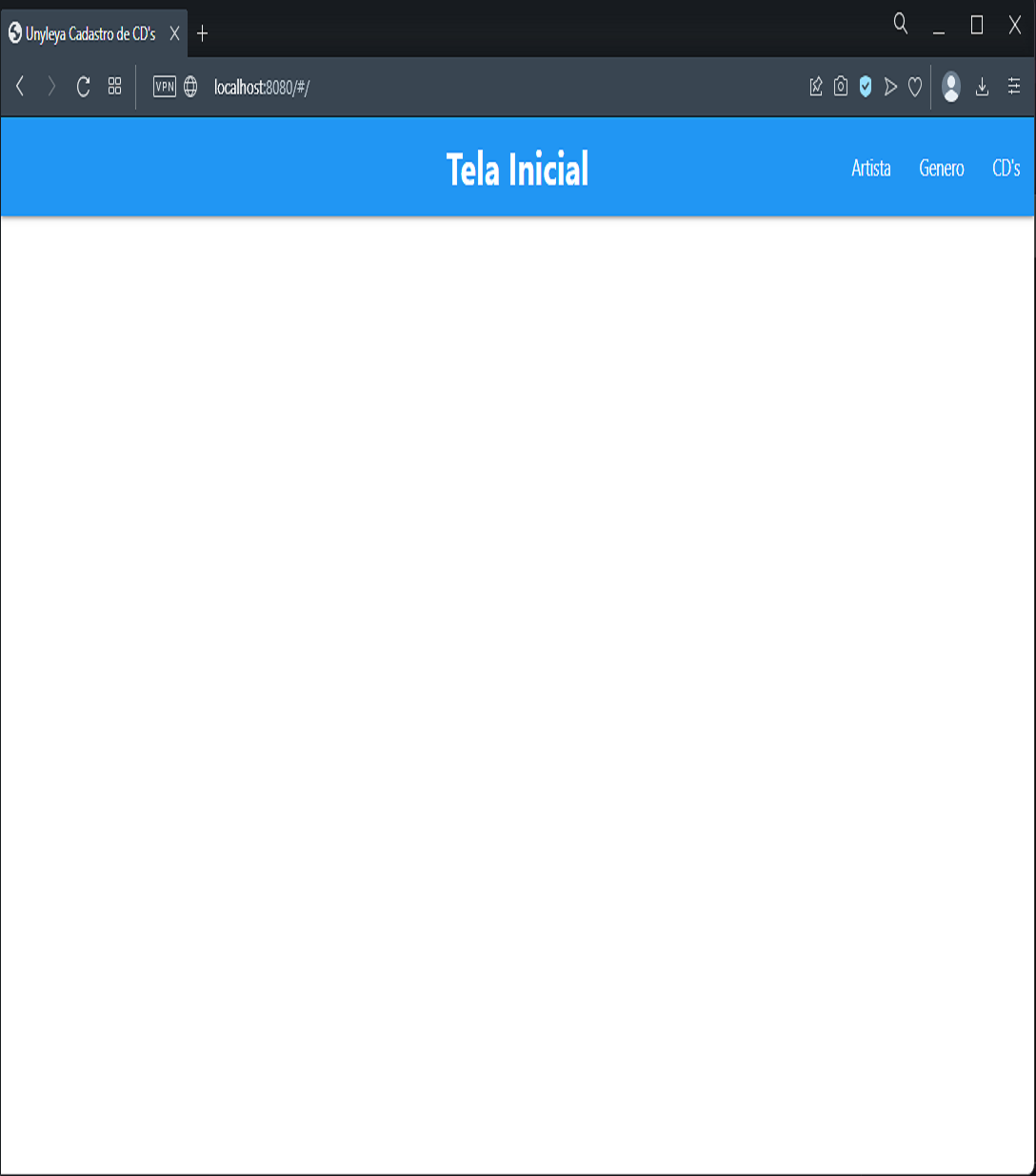 A imagem e a tela inicial do projeto desenvolvido para teste de vaga